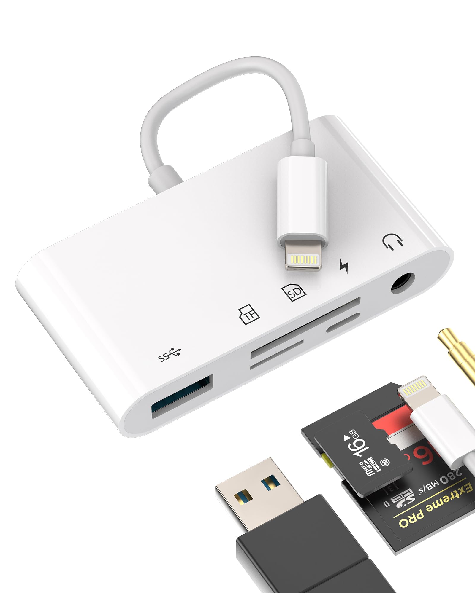 Adattatore Lightning A USB Femmina (2 Pezzi) Per IPhone/iPad - OTG Per Tastiera, Mouse, Chiavetta USB, Lettore SD - Compatibile Con IOS 13+ (14,13,12,11,X,8,7, Etc.) - 6