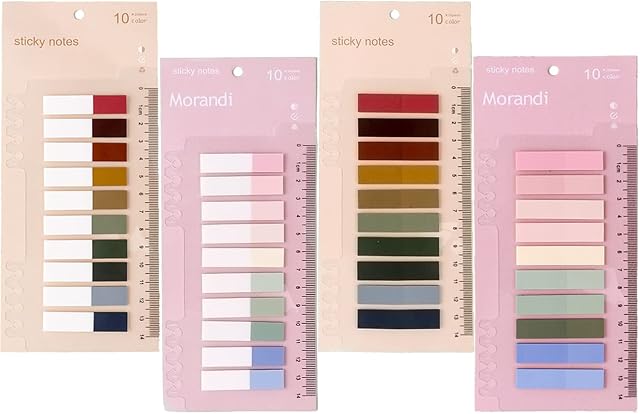 Sticky Index Tabs, 4 Pack 800Pcs Book Annotation Kit Colored Page Markers File Flags with Ruler, Translucent Pastel Sticky Notes for annotating Books School and Office