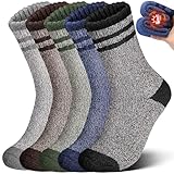 Yeblues 5 Pairs Wool Socks Mens, Winter Thick Merino Warm Hiking Socks,Soft Casual Thermal Crew Socks (Multicolor,6-13)