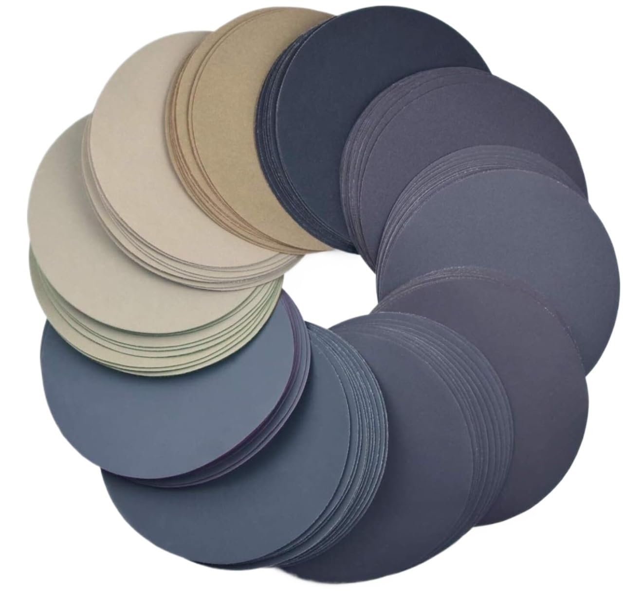 Discos de lija de 150 mm, 50 unidades de almohadillas de papel de lija abrasivo impermeables para pulido en húmedo/seco, con gancho y bucle, grano surtido 320 10000