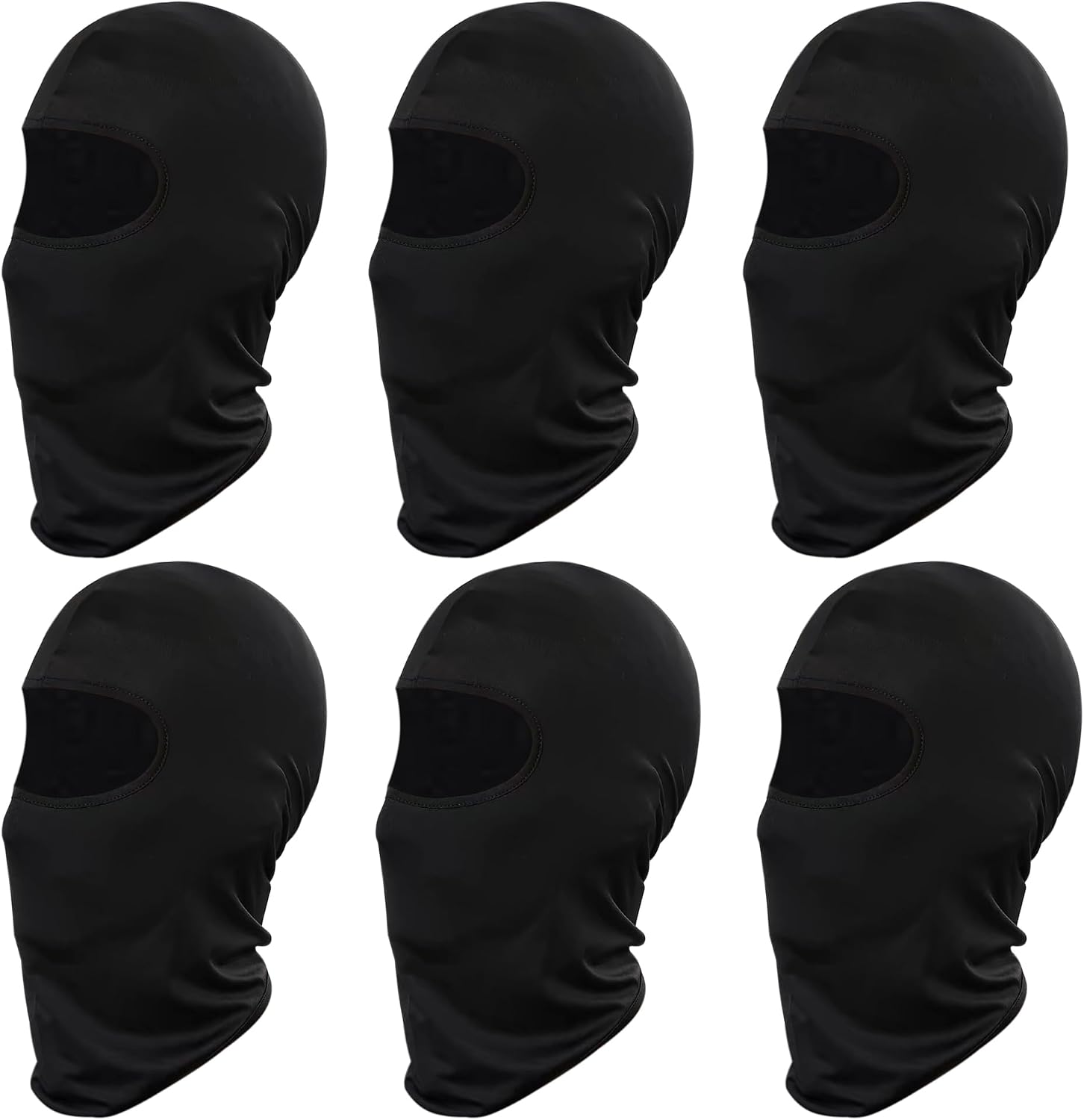 6pcs Ski Mask Balaclava Full Face Mask Cover Summer Face UV Protector Protection Windproof Men Women Outdoor Sports Black