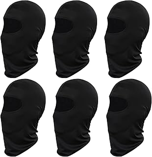 6pcs Ski Mask Balaclava Full Face Mask Cover Summer Face UV Protector Protection Windproof Men Women Outdoor Sports Black
