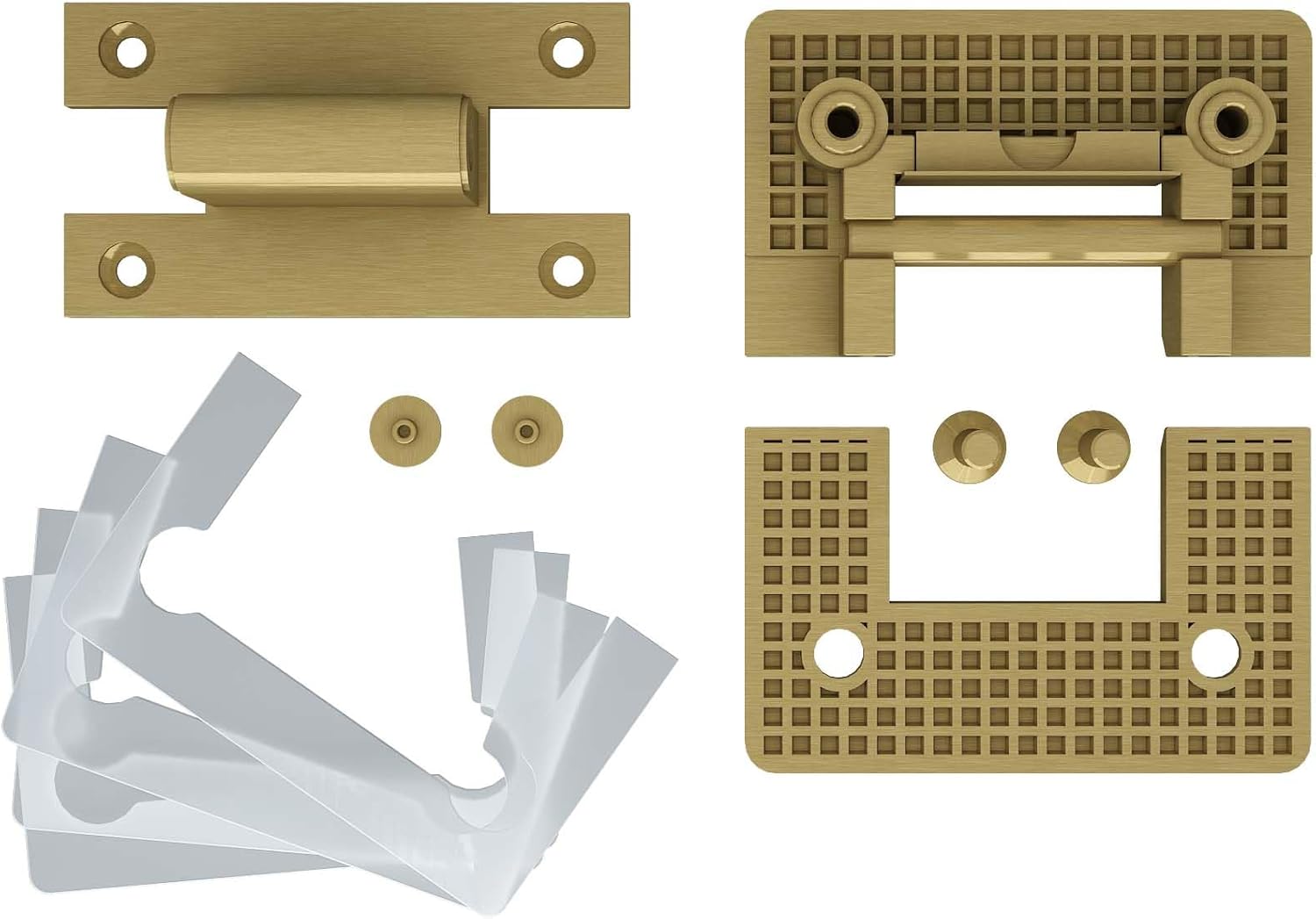 Brass 90 Degree Glass Shower Door Hinges, Heavy Duty Brushed Gold Glass Door Hinge for Bathroom, 1 PCS Round Brass Shower Door Hinges for 5/16" to 1/2" Frameless Shower Door, H Type