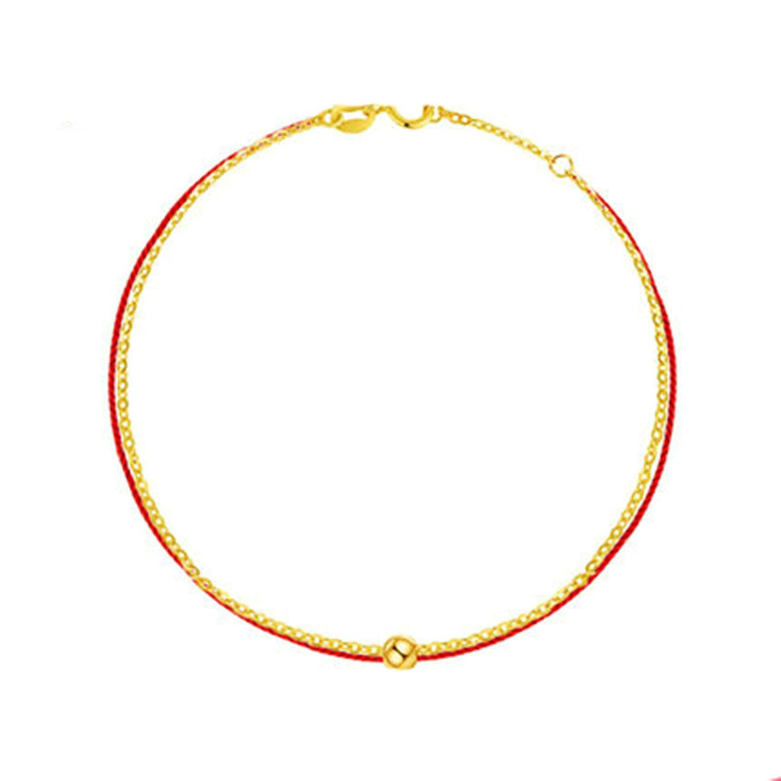 Tobillera de oro auténtico de 18 quilates con perlas rojas exclusivas 7