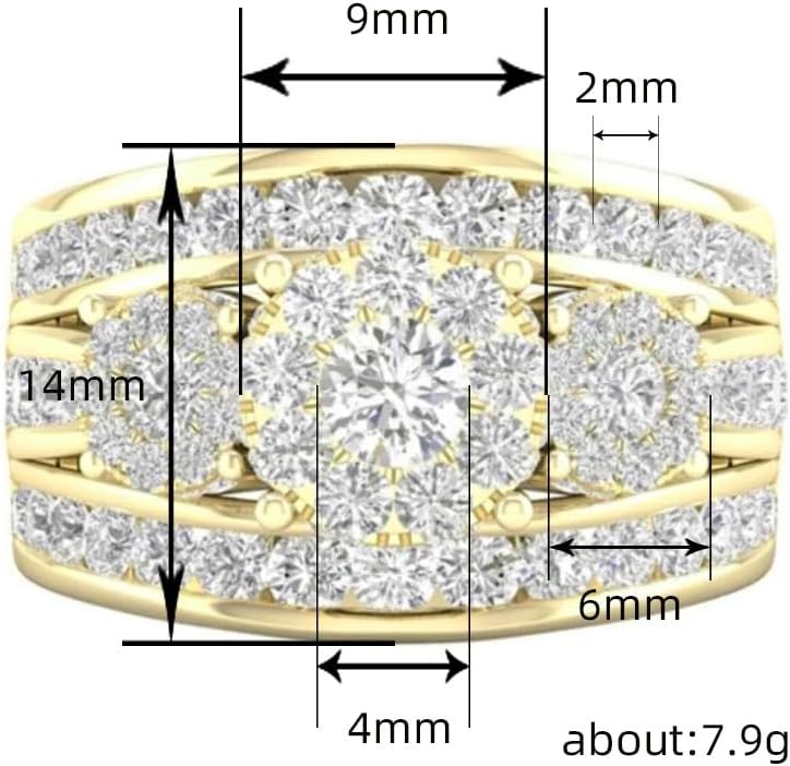ENDLESSNESS & ETERNITY 3 Round Cut Half Eternity CZ Simulated Diamond14K White Gold Plated Wedding Band Ring Engagement Bridal Ring - Image 2