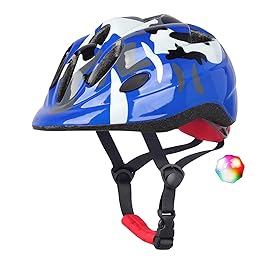 Atphfety Kids Toddler Bike Helmet, Adjustable Boys Girl Helmets from Baby to Children(Age 1-8), Multi Sports for Bicycle Skate Scooter with LED Light (Camouflage Blue, S:50 cm - 54cm/19.7-21.2 inch)