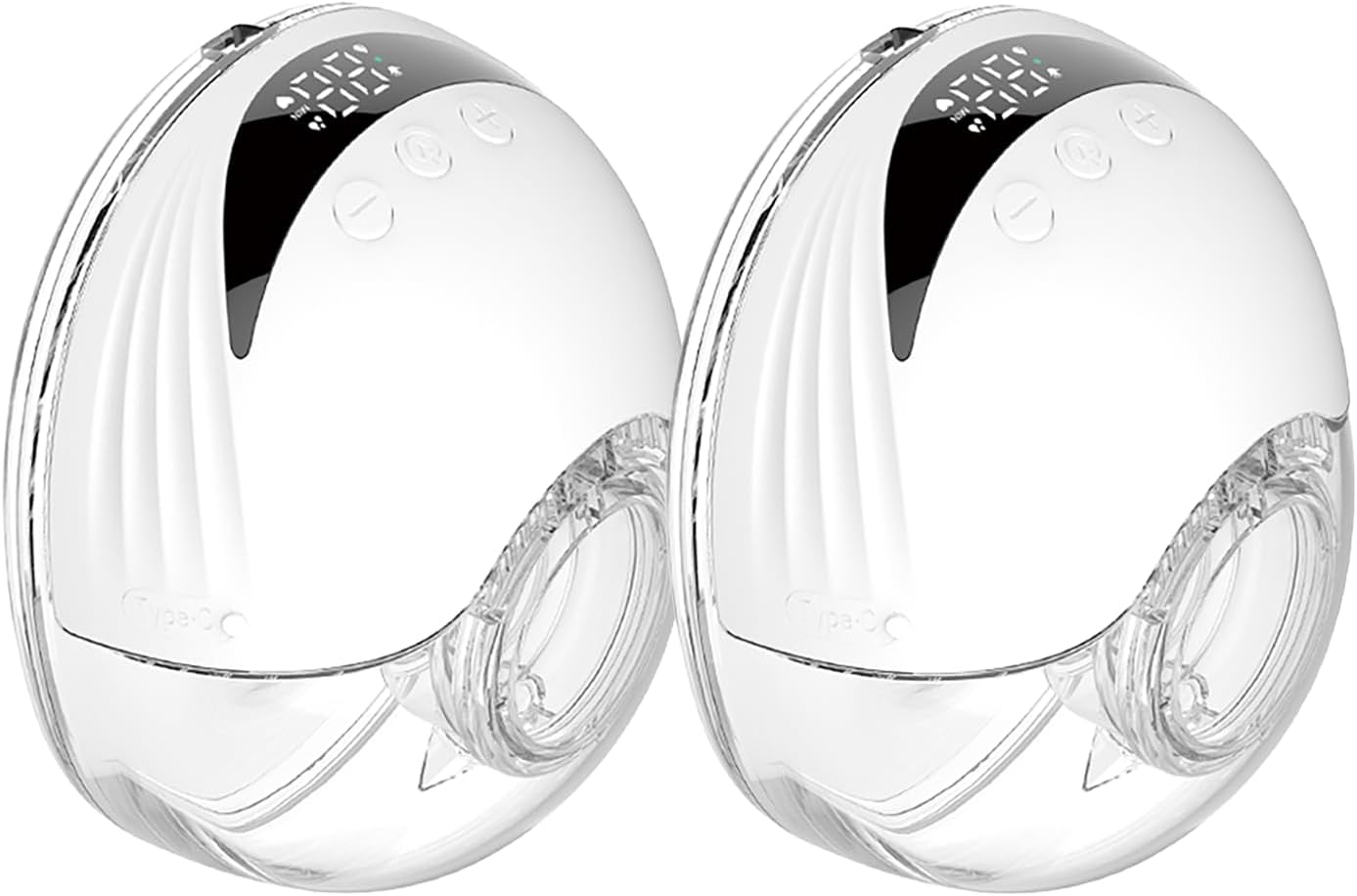 Wearable Electric Breast Pump MY-375, Hands Free Portable, 4 Modes 12 Levels, 24mm with 19/21mm Inserts and Flanges, White, 2 Pack
