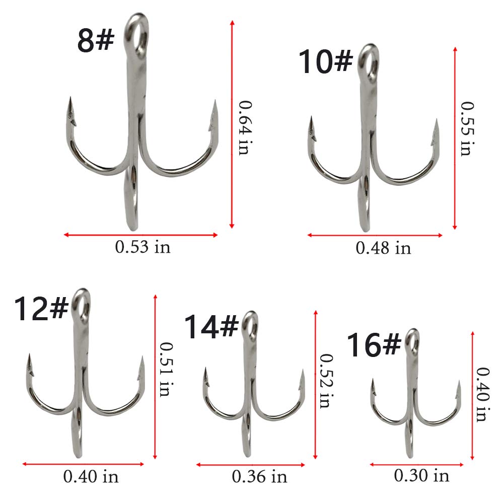 Drasry Set di ami da pesca per acqua dolce e salata, dimensioni da 1/0 a 16, in acciaio ad alto tenore di carbonio, diversi ami da pesca, 50 pezzi/scatola