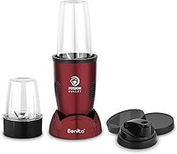 Benito FUSION Bullet 500W Nutri Mix Grinder with 2 Jars | Compact ABS Body with Premium Motor | All-in-One Mixer for Smoothies, Spice, Juices & More | Red | 1 Years Warranty