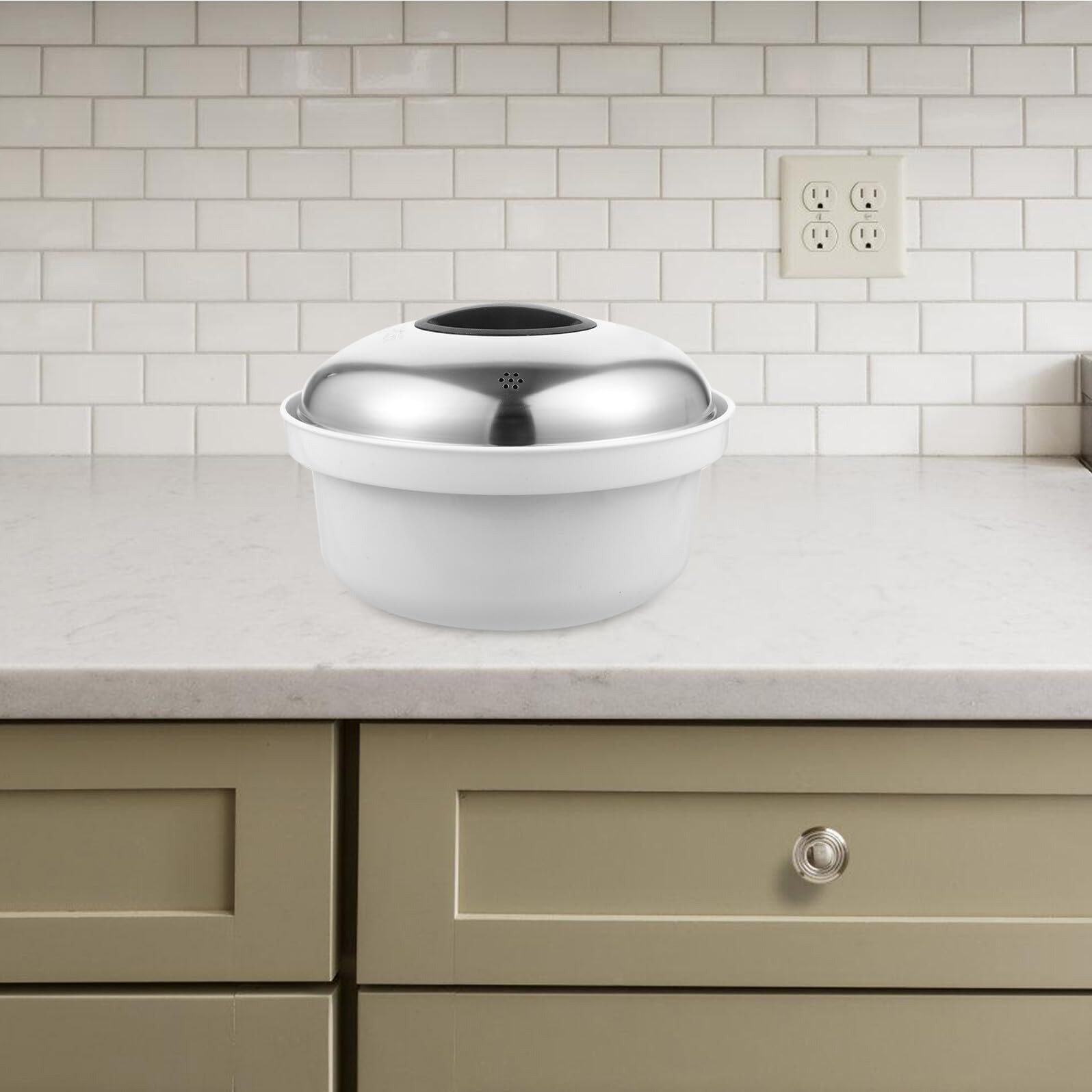 Vaporera para Microondas de Acero Inoxidable con Mango Seguro Compacto para Cocinar al Vapor Panes Arroz y Verduras Fácil de Limpiar y Guardar Cocina Pequeña