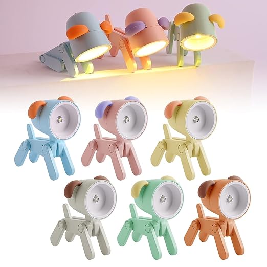 VRAJDHAM Mini LED Desk Lamp, Portable Reading Table Night Lamp, Mini Deer Shape Night Light, Mini Puppy Shape Night Light Eye Protection Soft Light, Gifts for Kids, Students (Color As Per Stock)