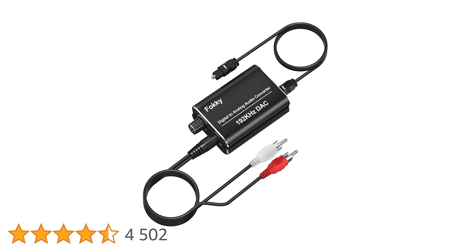 DAC Audio Avec Cable Audio Optique,Fokky 192kHz Convertisseur Numérique Analogique, Optique Toslink vers RCA Adaptateur Audio, pour PS3,PS4, Xbox,HDTV,Blu-ray DAC Audio Avec Cable Audio Optique,Fokky 192kHz Convertisseur Numérique Analogique, Optique Toslink vers RCA Adaptateur Audio, pour PS3,PS4, Xbox,HDTV,Blu-ray