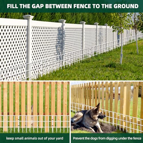 Image of 31ft(L) x 13in(H) Animal Barrier Fence, 22 Panels No Dig Garden Fence for Dog Rabbit, Rustproof Anti Digging Barrier, Garden Edging Border Ground Defense for Outdoor, Yard, Patio, White