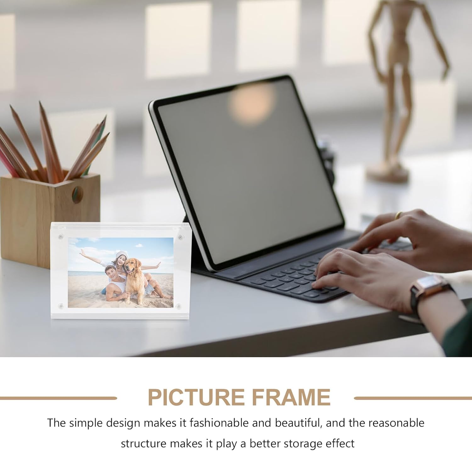 Magnetic Acrylic Photo Frame 3.3 Inch 2pcs, Magnetic Picture Holder for Refrigerator and Desktop Display, Creative Decorative Photo Block for Home Décor