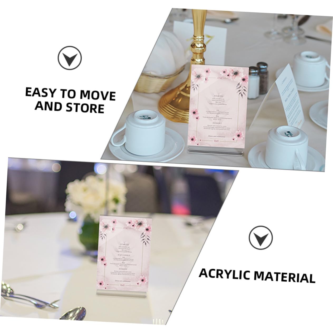 Soporte de Menú T en Acrílico 10 Piezas para Mesa y Bar | Expositor Transparente de Base Estable, Diseño Portátil y Ligero, Uso en Ferias y Exhibiciones