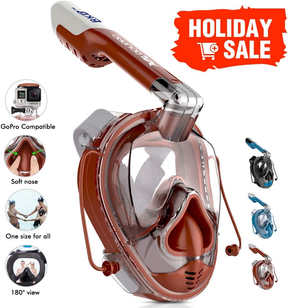Snorkel Mask Universal Size Easybreath Snorkeling Mask 180° Panoramic View Ear Pressure Balance Anti-Fog Anti-Leak Fit Perfectly and Comfortably for All - 2018 Latest Upgrade