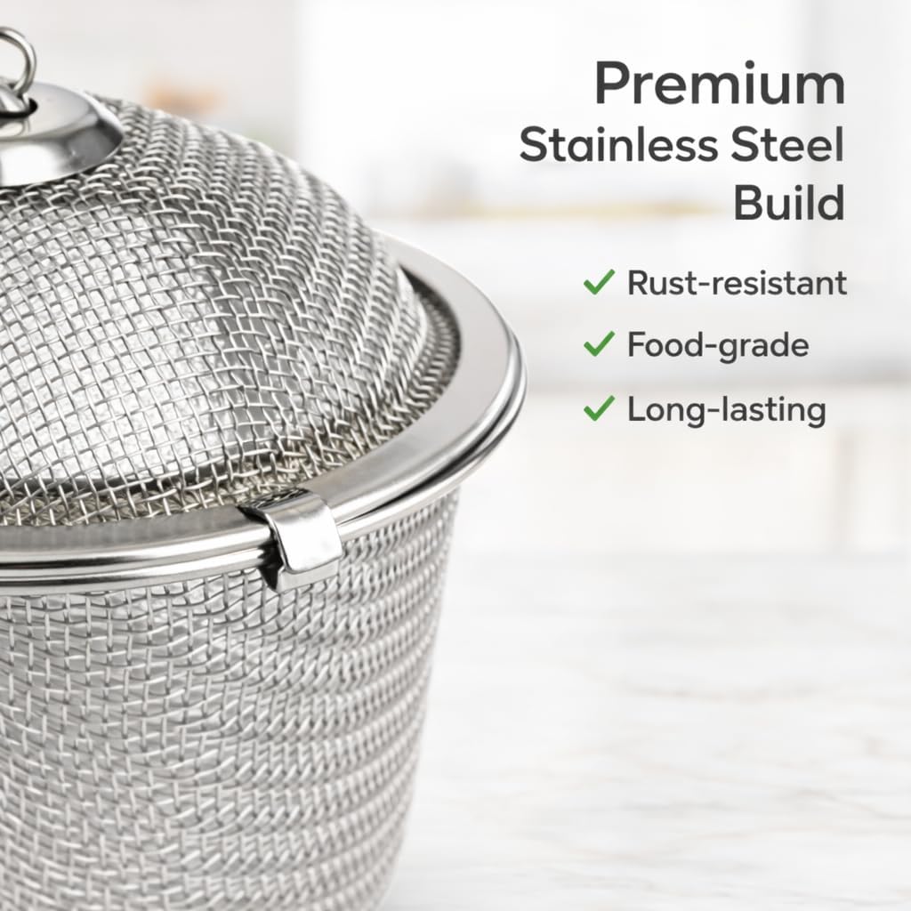 Stainless Steel Tea Infuser Ball for Loose Leaf Tea, Twist Lock Mesh Tea Strainer with Chain, Reusable Fine Mesh Tea Steeper Filter for Tea, Herbs & Spices (Pack of 2)