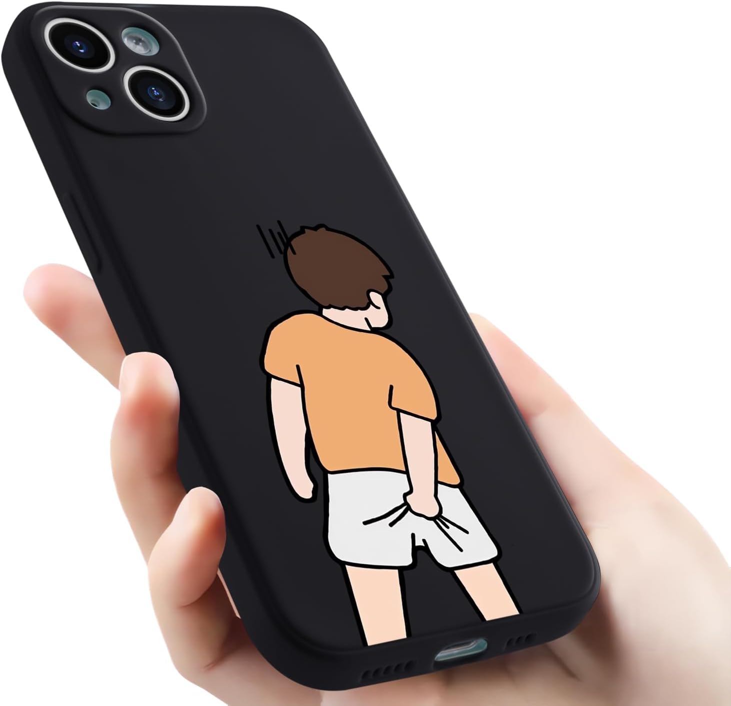 Cartoon Boy Funny Phone Case for iPhone 15 Silly Boy Case Cover Liquid Silicone Soft Gel Rubber Matt Phone Cover with Microfiber Lining Protective Cover - Image 7