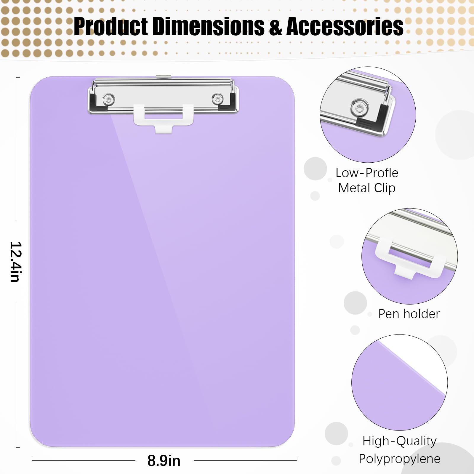 Hongri Plastic Clipboard with Pen Holder, Purple 8.5x11 Letter Size Clip Board for Classroom Office, Students - Image 3