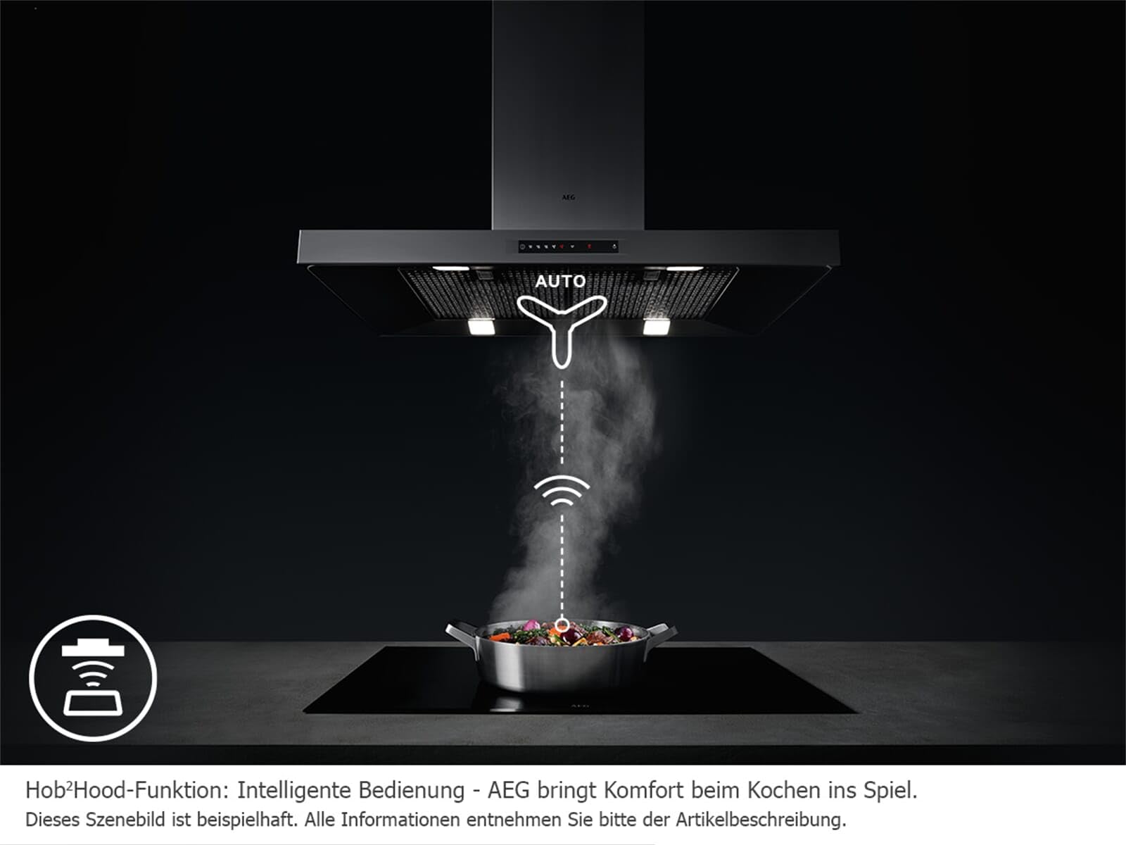 AEG IKE64471XB Autarkes Kochfeld / Herdplatte mit Touchscreen, Topferkennung & Hob²Hood-Funktion / Induktionskochplatte / 4 Kochzonen / Edelstahlrahmen / 60 cm