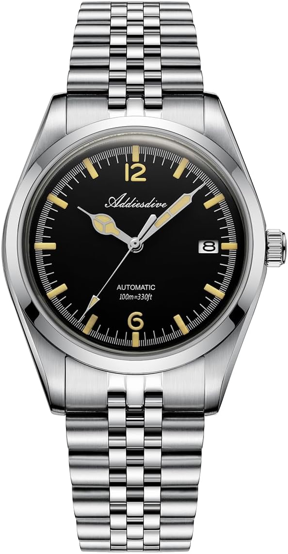 Men's Wrist Watch Dress Watch Sapphire Crystal 100 M Waterproof NH35A Thin Automatic Watches for Men 3D Dial
