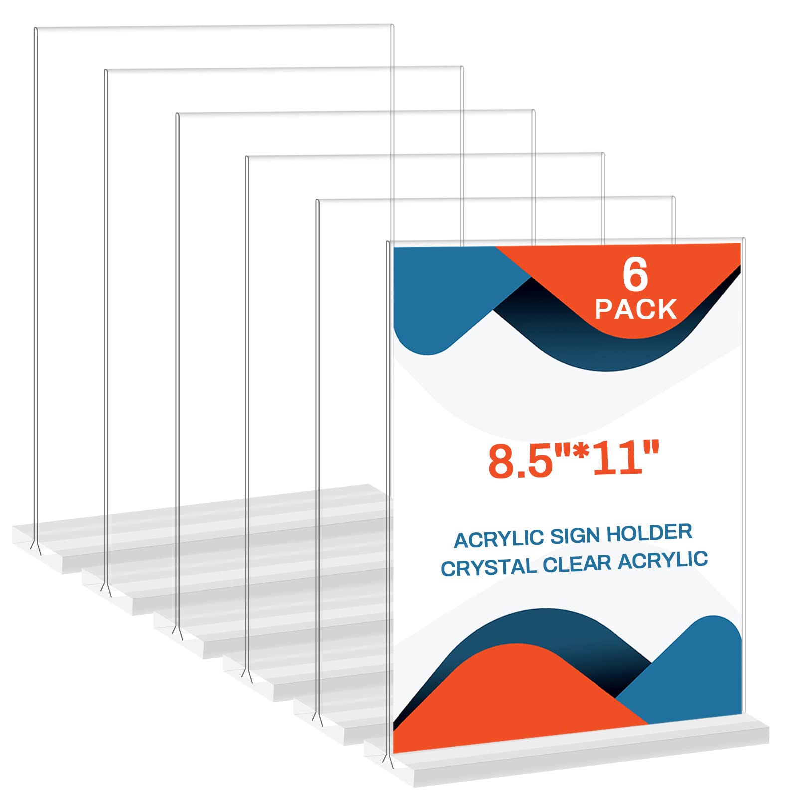 CH HAICHENG 6 Pack 8.5x11 Acrylic Sign Holder Vertical DoubleSided