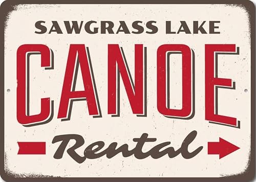 Arrow Canoe Rental Sign, Custom Water Activities Lake Lover Metal Decor