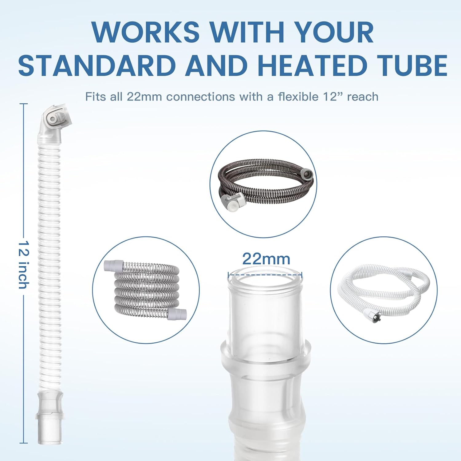 3 Pack Replacement Tube for Airfit N20 Cpap Masks, Replacement Short Hose Assembly Compatible with Airtouch N20, Reduce Noise and Leakage, CPAP Supplies Accessories, Included 3PCS Short Tubes Only