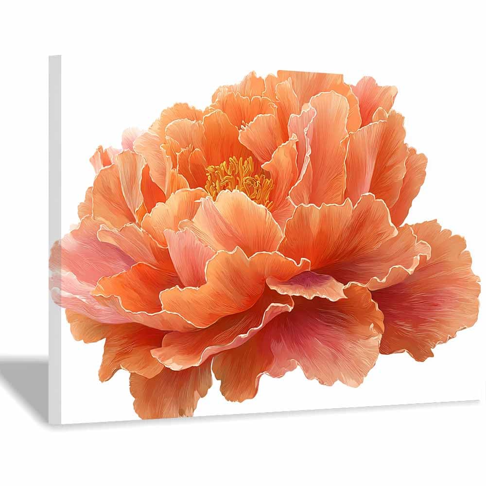 ZAMAEIU Landscape Canvas Painting Painted peony blossoms Wall Decor, Modern Artwork, For Bedroom Living Room Bathroom Home Office Room Decorations(orange)-60x90cm Framed