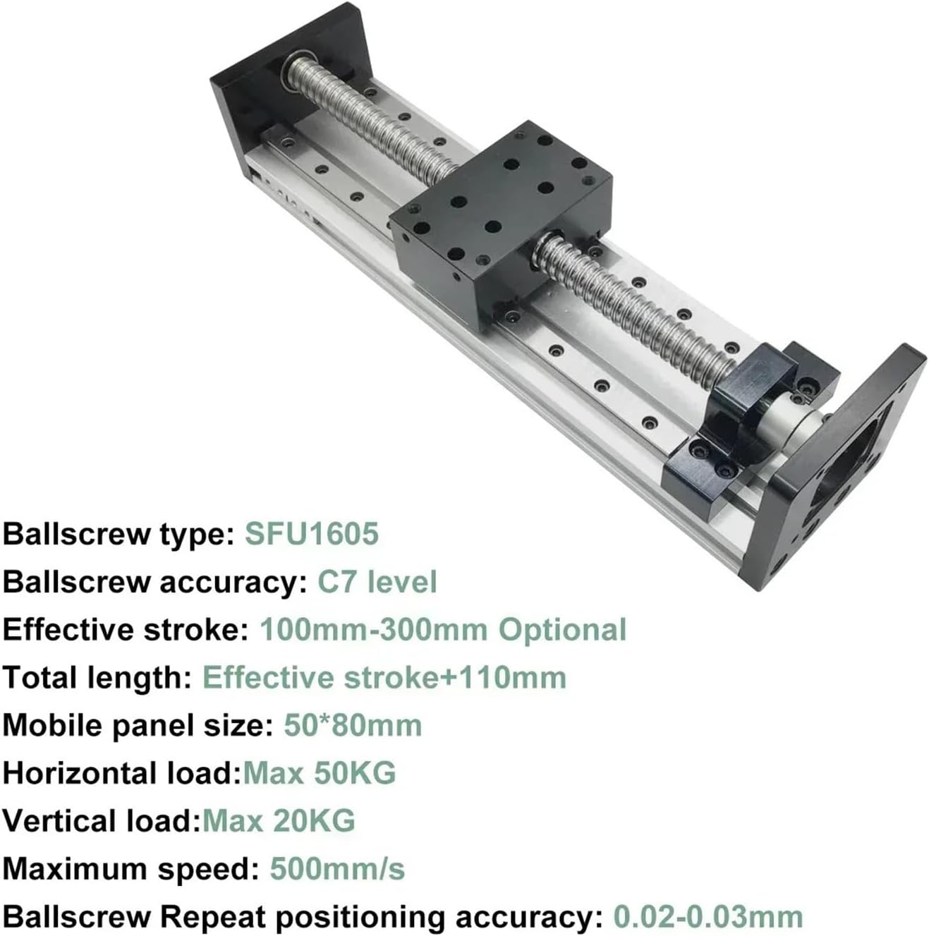 Linear Rail Motor Kit CNC Ball Screw Sliding Table SFU1605 Nema23 Motor Slide Table Linear Guide Stage XYZ Axis Motion Module(1.2Nm Motor kit,200mm Stroke)