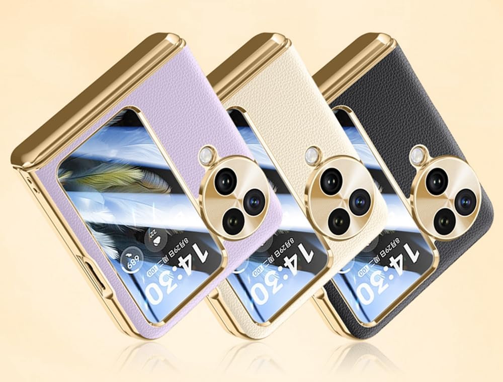 Mobile Phone Case for Oppo Find N3 Flip Folding Screen Phone. Hinge, Leather Cover Shell for Find N3 Flip Cell Phone -Purple