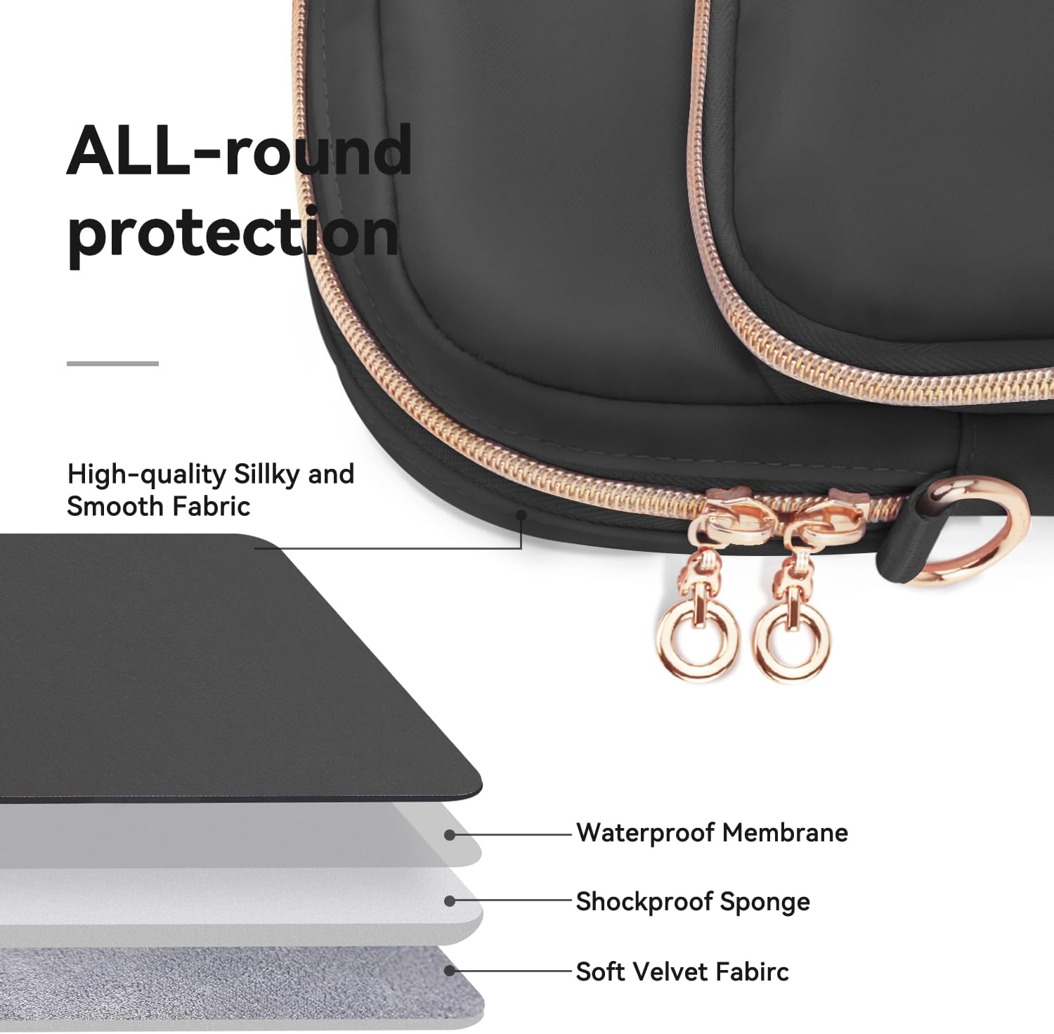 Laptop Bag Case 15.6 16 inch for Women Men Laptop Sleeve Briefcase Compatible with HP Envy Pavilion, Dell XPS Inspiron, ASUS VivoBook, Acer, Surface, Messenger Shoulder Bag with Handle, Black - Image 6