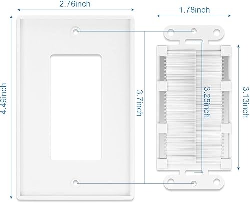 Miniatura 3 de Iwillink Placa de pared de cepillo paquete de 5 inserto de paso de cable para cables correa de acceso de cable de una sola banda enchufe de pared