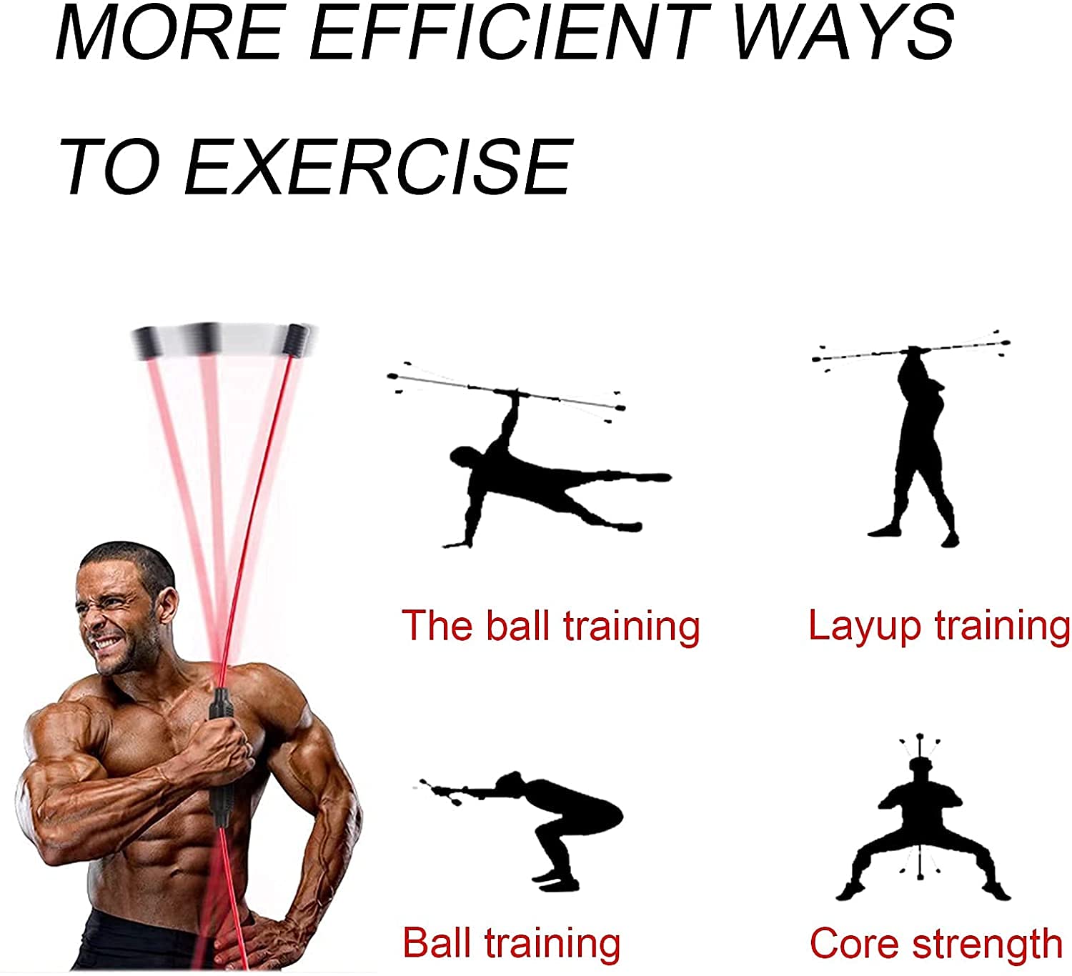 Swing Stick Fitness Asta elastica speciale per il fitness Barra da allenamento rossa ad alta frequenza Barra elastica Barra anti tremore rimovibile per la perdita di peso, brucia grassi, giovani(Color