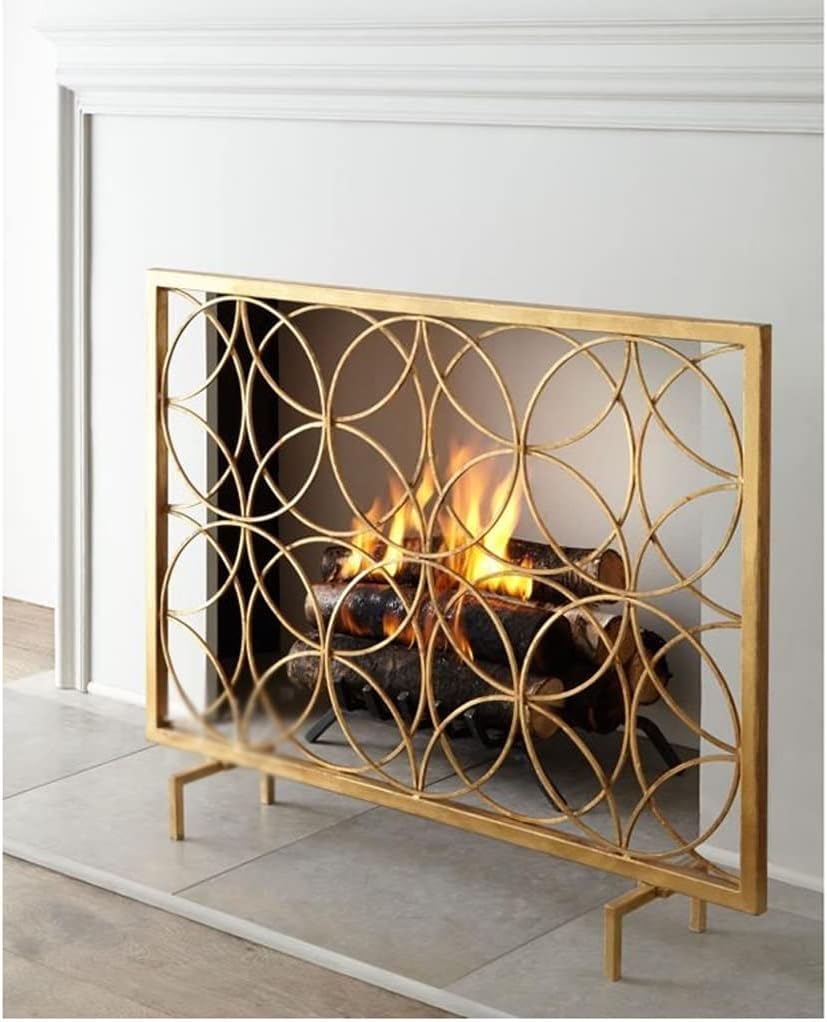 Metal Fire Screen Fireplace Screen Metal European Single-panel Gauze Safety Barrier Fireplace Net Spark Screen Wrought Iron Decorative Screen Net Fireplace Mesh Screen Curtain ( Color : Black )