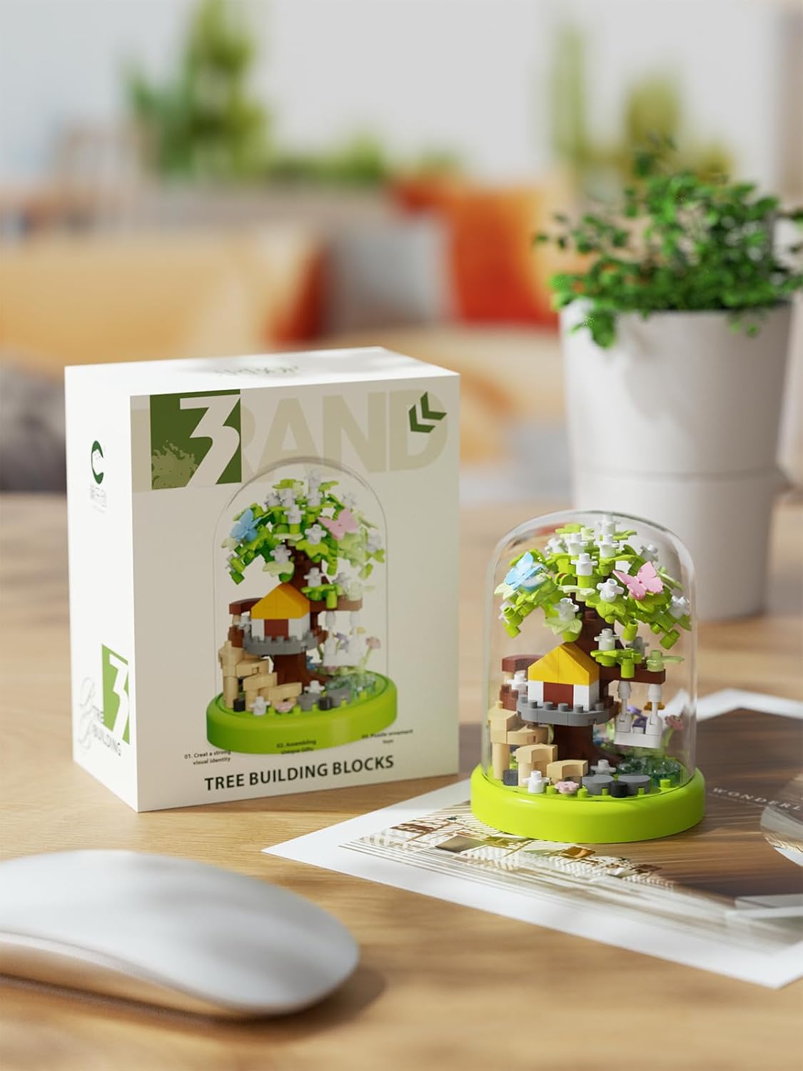 Summer Green Shade Tree House Bonsai Building Toy Set image 4