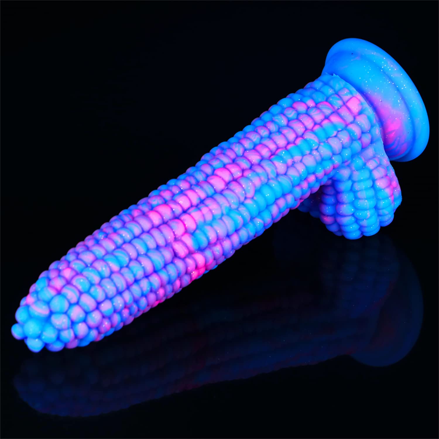 Monster Dildo Colourful Big Grain Corn Adult Sex Toy with Strong Suction Cup 8 Inch Flexible Soft Vegetable Dildos -: Blue