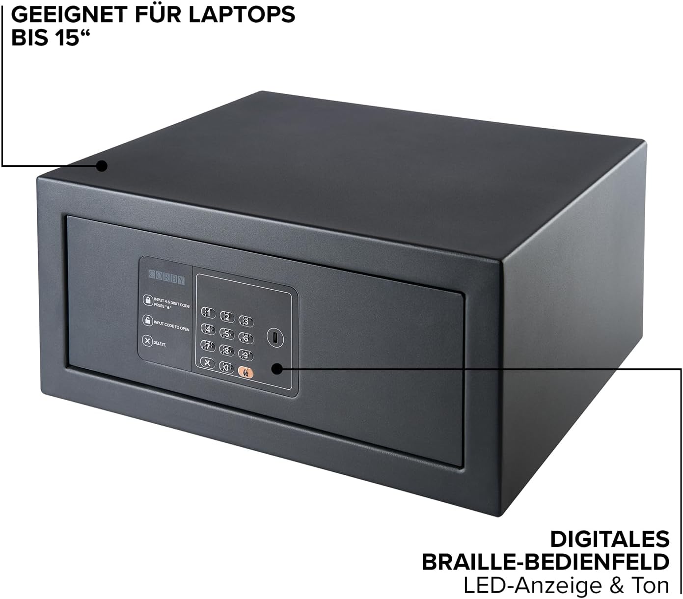 Corby Westminster Digital Laptop Hotel Safe in Black