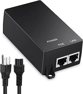 PoE Injector Adapter, NEWCARE 48V Gigabit PoE Adapter 30W, RJ-45 10/100/1000 Mbps, Up to 100 Meters (328 Feet), Support Wall-Mount, Use for IP Camera AP Switch 45+ 78- PoE Power Supply(Non-Standard)