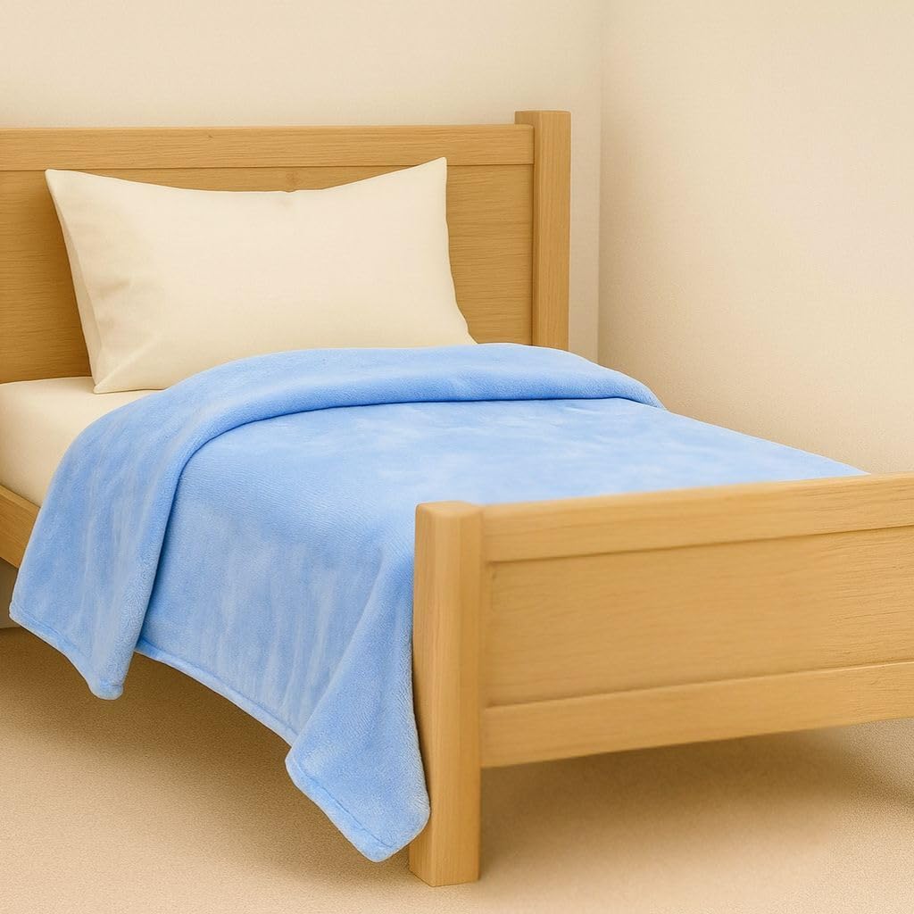 Continental Bedding Microfleece Bed Blanket | Soft Lightweight Cozy Bed Blanket | Warm Plush Fleece for All Seasons | Twin Extra Long Size, 50" x 70", Light Blue