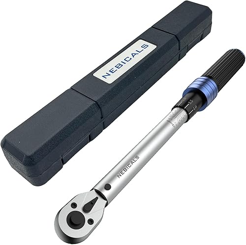 NEBICALS Llave dinamométrica de clic de 72 dientes de 38 pulgadas de 100 ftlb de 10-100 pies15-135N.m de alta precisión para automóviles y