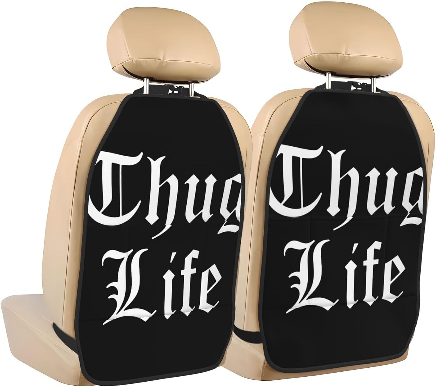 Thug Life 2-Piece Set of Car Seat Kick Protectors for Front Seat Backrests, Used for Car Rear Seat Backrests Protectors