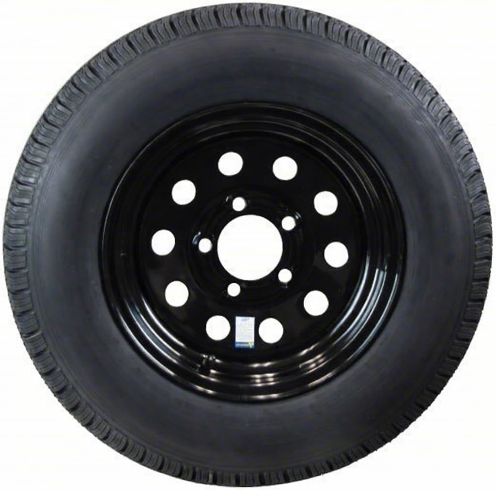 eCustomrim Trailer Tire Rim ST175/80D13 13 Inch Load Range C 5 Lug On 4.5 Black Wheel - 2 Year Warranty w/Roadside