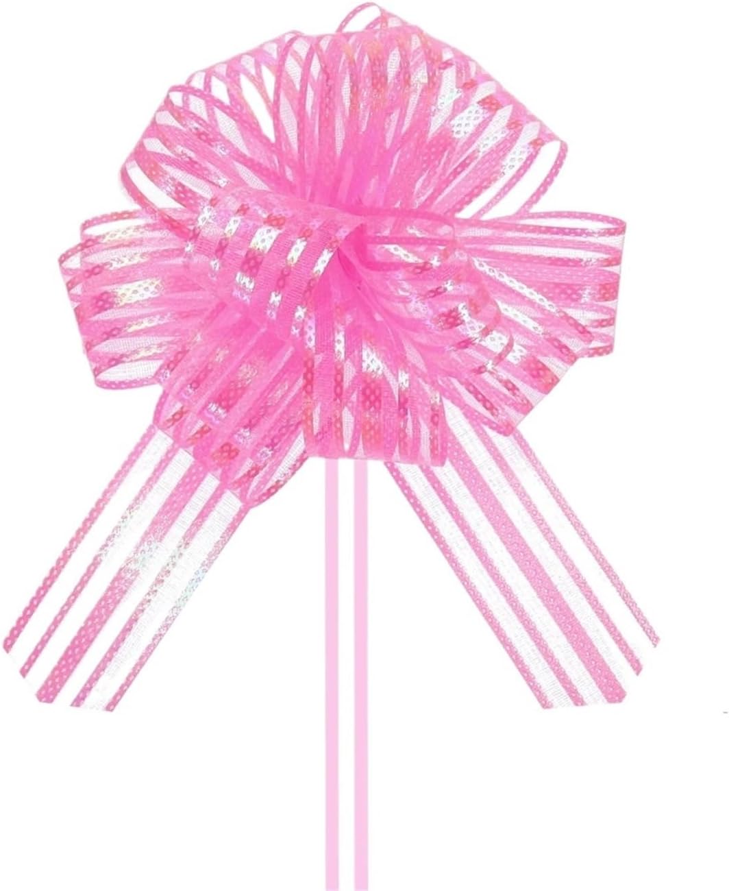Pull Bows for Gift Baskets 30pcs 6 Inch Large Organza Pull Bow Metallic Chiffon Gift Wrapping Bows Ribbon for Wedding Presents Baskets Christmas(White)