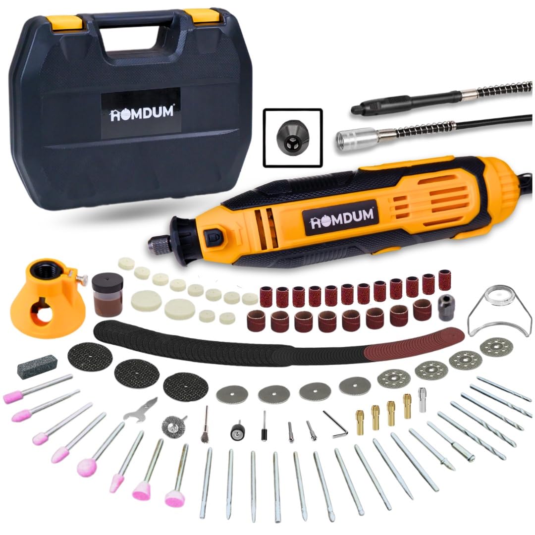 Homdum 152Pcs Universal Chuck Rotary Tool Kit Die Grinder 160W with 6 Variable Speed, Cutting,Sanding, Polishing, Engraving, Carving Tools for DIY Crafting and Home Repair Projects 6 months warranty