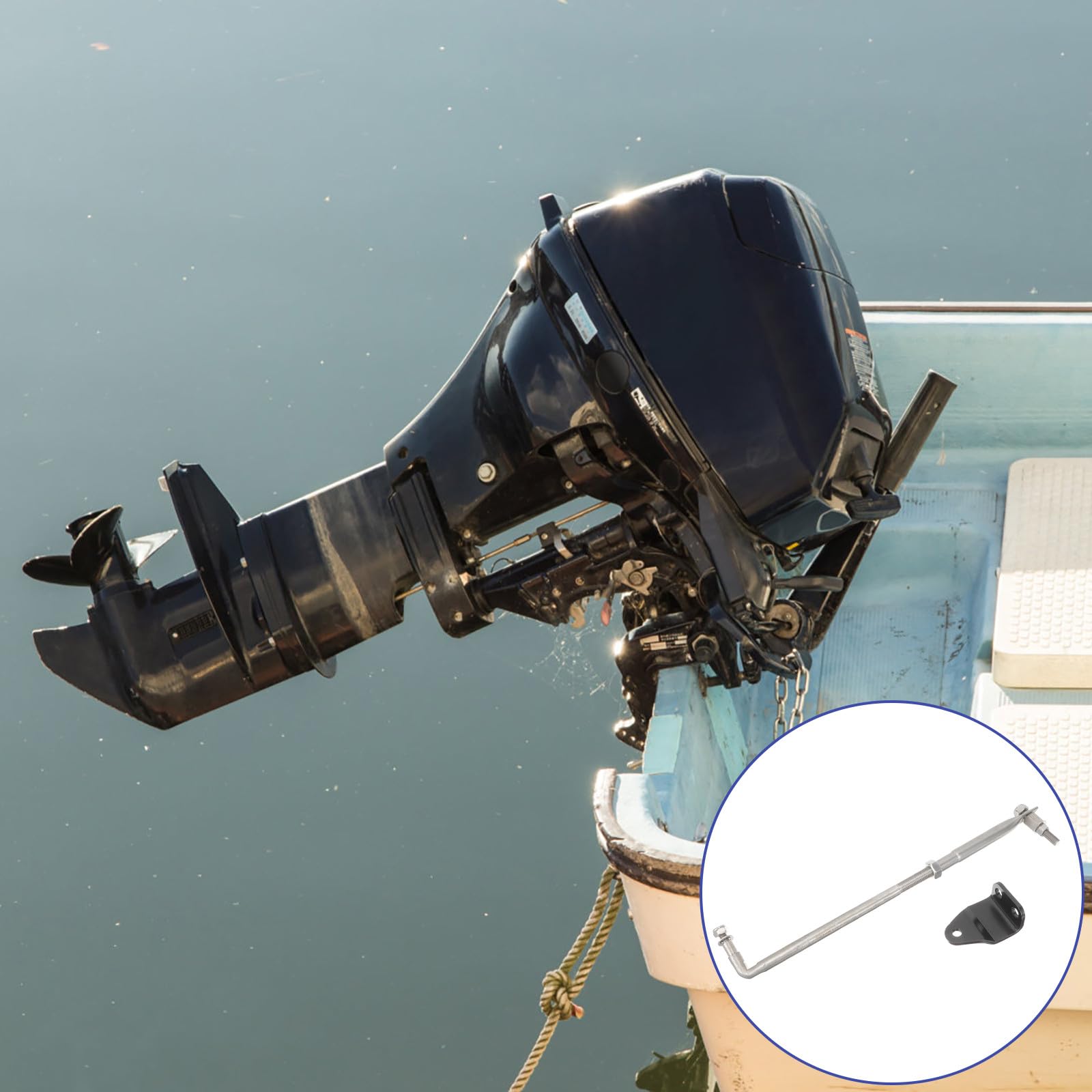 Abaodam Timone Sterzante di Sterzo Resistente All’usura Regolabile in Inox Accessorio Barca per Fuoribordo 40hp per Riparazione e Marittima