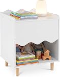 Costzon Table de chevet, Table latérale avec plateau large, grand compartiment de rangement & Pieds en bois de caoutchouc massif, Table d'extrémité en bois pour les enfants Chambre à coucher, Salle de jeu, Salon (Pink)