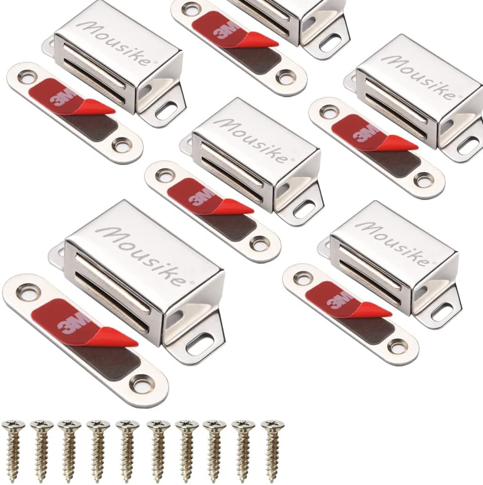 Cabinet Magnets 30lb Stainless Steel Magnetic Door Catch with Strong Magnetic for Kitchen Cupboard Wardrobe Closet Cabinet Door Drawer Latch(2.1"(Silver 6 Pack))
