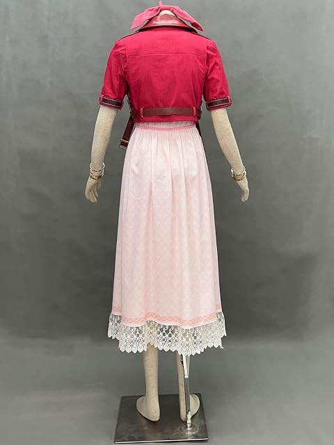 Foto 5 de 8 de MANMICOS Disfraz de anime Aerith Gainsborough, talla estadounidense, disfraz de fiesta rosa Aeris (XS)