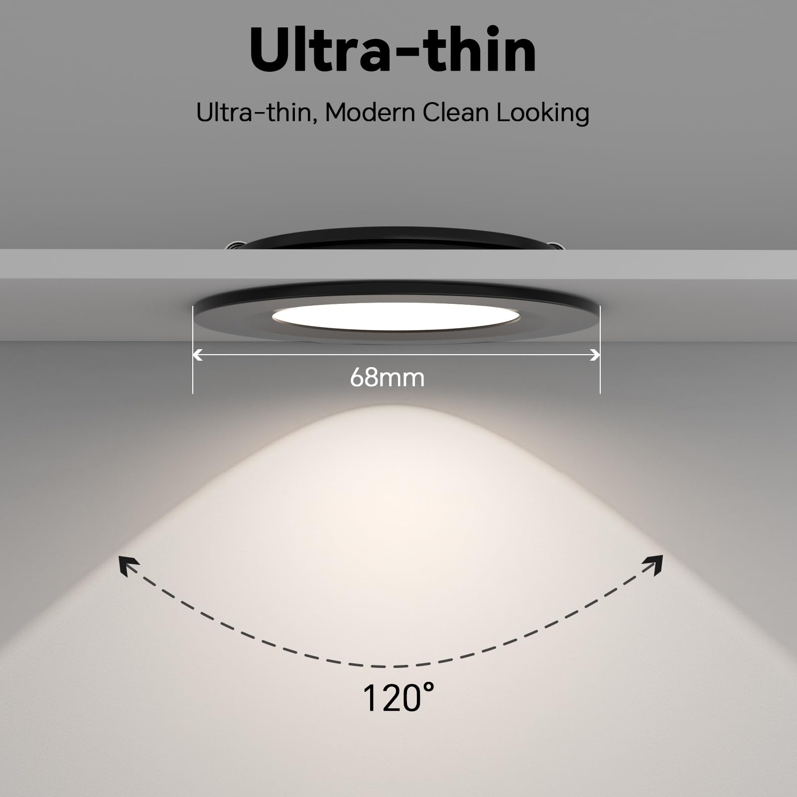 acegoo 4 x Foco LED Empotrable Techo 12V Downlight Regulable 2.5W Negro Blanco frío 5000K IP64 Panel Redondo Extraplano Iluminacion, para Autocaravana Caravana Barco Camión Cocina Baño